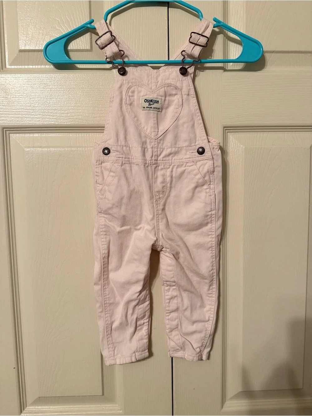 OshKosh B'gosh Light Pink Heart-Front Baby Overalls